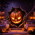 thumbnail image 1 of 2026 New Halloween Break-In Wall Decals, 3D Spooky Character Wall Sticker with Realistic Shattered Burst Effect, Removable Creative Halloween Decoration for Front Door Wall Home Window(Pumpkin), 1 of 3