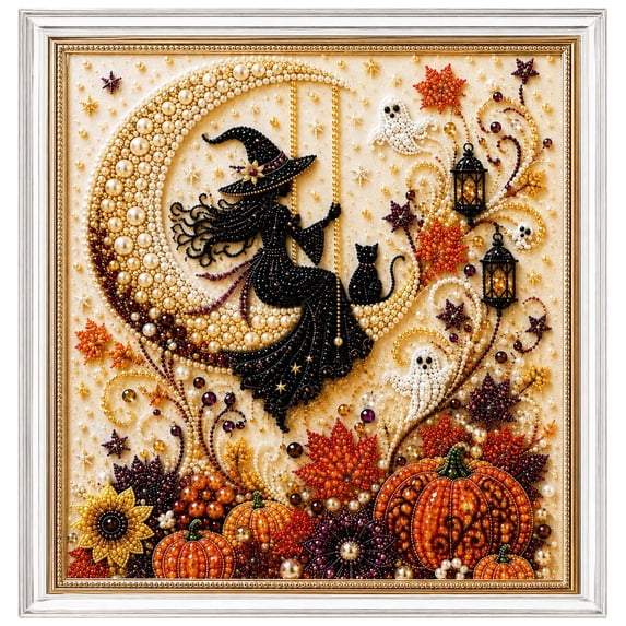 2026 New Halloween DIY Diamond Art Kits for Adults, Spooky Witch Themed Diamond Painting Set, Beginners Friendly Craft Kit, Fun Halloween Home Wall Decor, Creative Holiday Art Gift for Craft Lovers