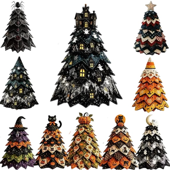 2026 New Halloween DIY Quilted Fabric Tree Kit, DIY Patchwork Craft Set for Beginners, Handmade Tabletop Holiday Decor for Mantel, Office, and Shelf Display