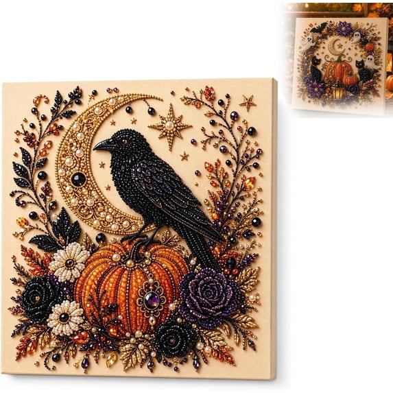 2026 New Halloween Ghost Pearl Art DIY Kit, Spooky Cute 3D Pearl Diamond Painting Crafts Kits, DIY Fall Home Decor Wall Art for Halloween Decorations, Beginner DIY Seasonal Party Halloween Gifts (#D)
