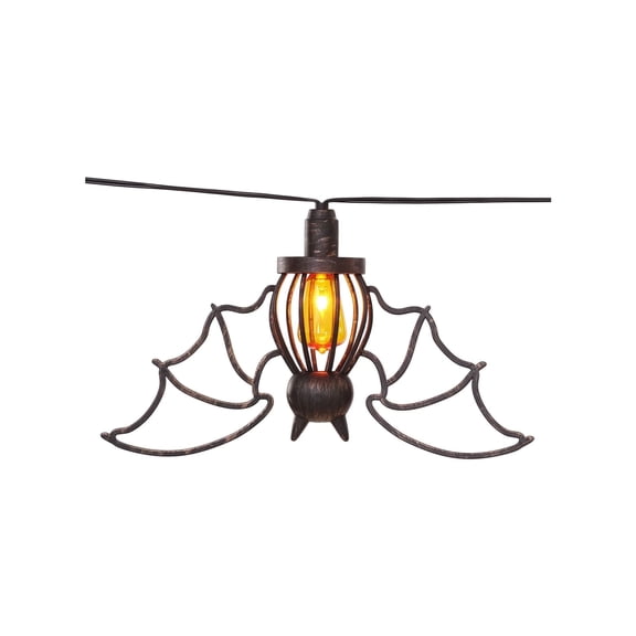 2026 New Halloween Hanging Bat Flame Lights, Vintage Metal Frame Lantern with Warm Amber Edison Bulb, Indoor Outdoor String Light Decor for Porch Patio Room Halloween Decorations