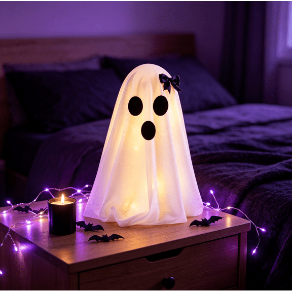 2026 New Halloween Light Up Ghost Decorations, Soft White Fabric Ghost Figurine, Spooky Accent for Home Party Window DisplayIndoor Fall Halloween Centerpiece Ornament