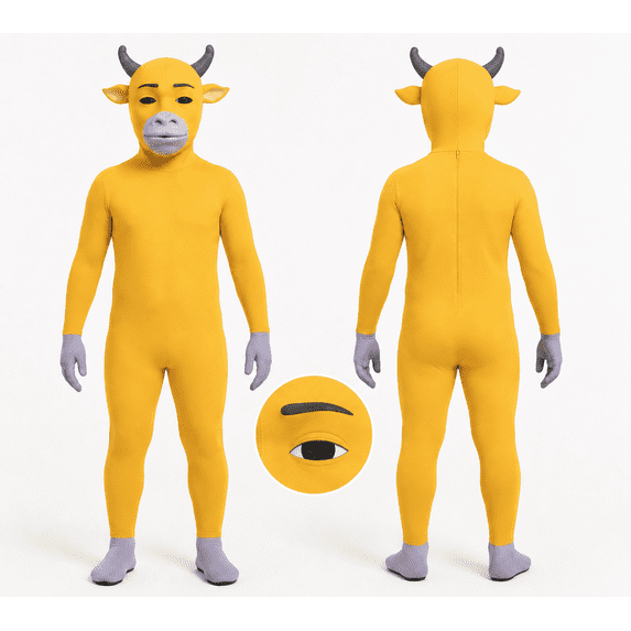 2026 New Halloween Niu Lai Cosplay Costume, Lai The Bull Costume Set, Cosplay Set Includes Jumpsuit with Mask, Unisex Halloween Stage Performance, 100(2-3 Years)