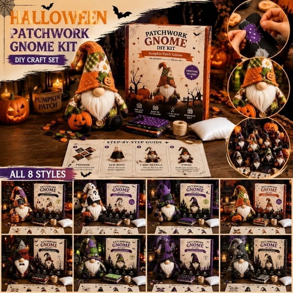 2026 New Halloween Patchwork Gnome Kit, Spooky Themed DIY Craft Project Kit, Fun Interactive Activity For Halloween Parties Fall Festivals And Family Seasonal Gatherings (E)