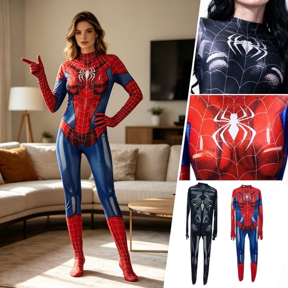 2026 New Halloween Spide Cosplay Costume, BDN Hero Costume Set, Cosplay Set Includes Jumpsuit, Women Holiday Party Gifts Halloween Outfit for Adults, XS
