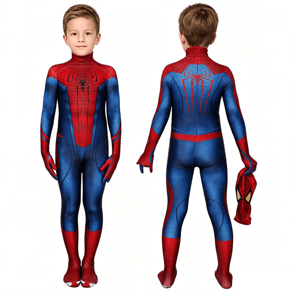 2026 New Halloween Spide Cosplay Costume, BDN Hero Costume Set, Cosplay Set Includes Jumpsuit with Mask, Unisex Halloween Outfit for 7-8 Years