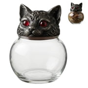 2026 New Handcrafted Witchy Frog Apothecary Spice Jars,Glass Jar Set with Resin Cat Hat Lids & Gothic Rack,Vintage Gothic Kitchen Storage for Salt,CatSpice Jar Sets,Fun Salt and Pepper Shakers