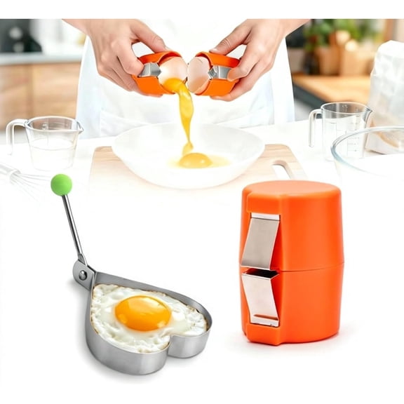 2026 New Handheld Egg Shell Opener - Easy to Open Hard Boiled & Raw Eggs, Essential Kitchen Gadget (Orange)