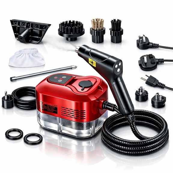 2026 New Handheld Steam Cleaner Portable, 2500w Dual-Control Red Handheld Steamer, High Powered, Easy to Operate for Kitchens, Bathrooms, Cars, Sofas, Carpets (Red) - RED