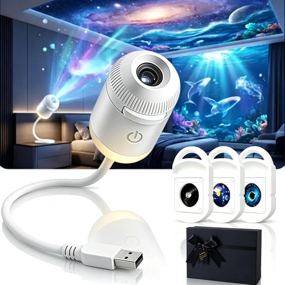 2026 New Hd Smart Dynamic 5d Holographic Night Light Projector, Plug and Play Hd Star Projector, 360 Adjustable Hd Galaxy and Ocean Projector for Bedroom Ceiling