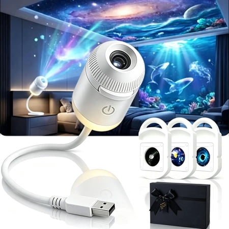RIMXUTS 2026 New Hd Smart Dynamic 5d Holographic Night Light Projector, Plug and Play Hd Star Projector, 360° Adjustable Hd Galaxy and Ocean Projector for Bedroom Ceiling