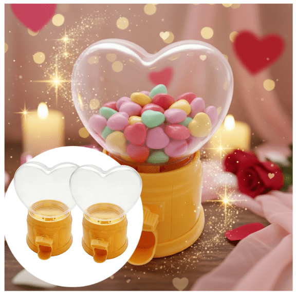 2026 New Heart Candy Dispenser, Valentine Heart Shaped Candy Dispenser, Mini Heart Gumball Machine for Valentine's Day Exchange Gifts, Galentine Party, Teacher Gifts - 2Pcs(Yellow)💖