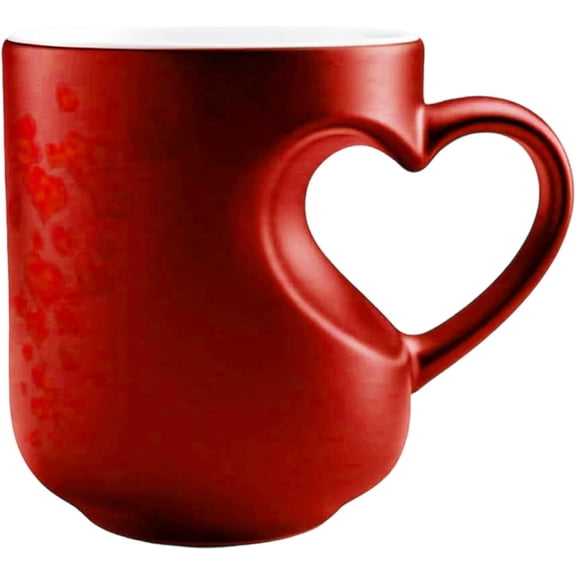 2026 New Heart-Shaped Color Changing Ceramic Mu, Ngxiha Heart-Shaped Color Changing Ceramic Mug, Heat Sensitive Coffee Cup with Handle, Reveal Design Mug for Hot Coffee or Tea