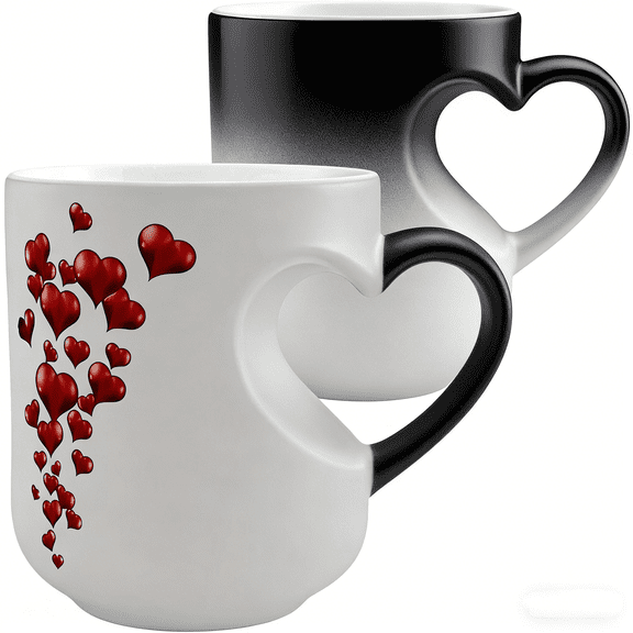 2026 New Heart-Shaped Color Changing Magic Ceramic Mug, Heart Shaped Color Changing Mug, Thermochromic Magic Reveal Design for Valentine's Day, Mother's Day Gifts