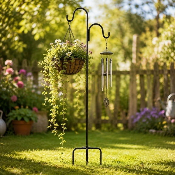 2026 New Heavy Duty Double Shepherds Hook, Outdoor Bird Feeder Pole, Garden Plant Hanger for Hanging Flower Baskets Lights Ornaments