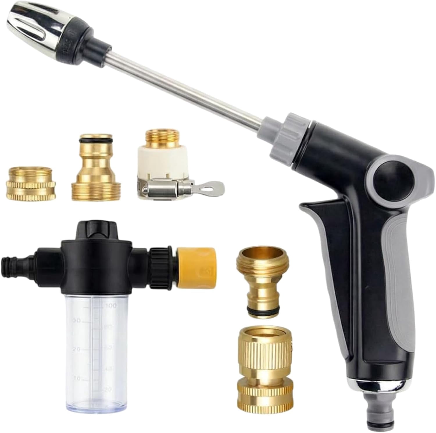 2026 New Heavy Duty Garden Hose Nozzle, 15X More Powerful Than a Garden Hose, 360° Rotating Nozzle with 3 Spray Modes, for Patio, Car, Outdoor Cleaning
