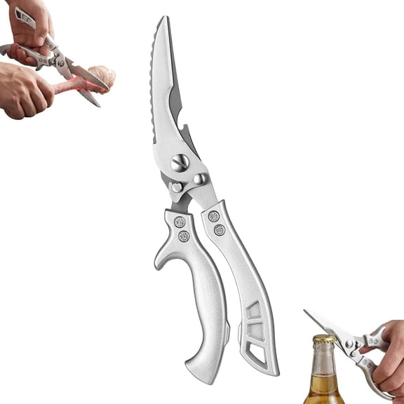 2026 New Heavy-Duty Stainless-Steel Bone Cut Scissors, Kitchen Poultry Shears with Non-Slip Handle and Safety Lock, All-Purpose Meat Shears for Chicken, Turkey, Fish, Vegetables (1)