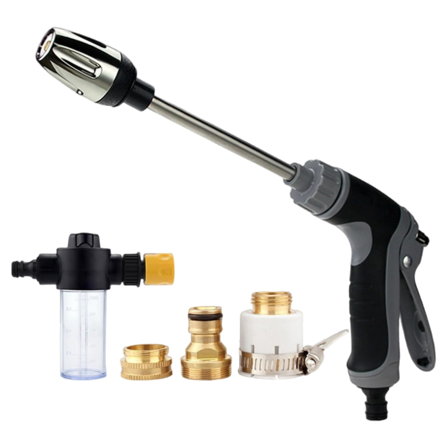Hosehawk Pro Pressure Washer, Hose Hawk Compressor Hose Spray Nozzle Gun, with 360° Rotating for Three Spray Modes with Foam Pot for Car Washing, Patios and Furniture