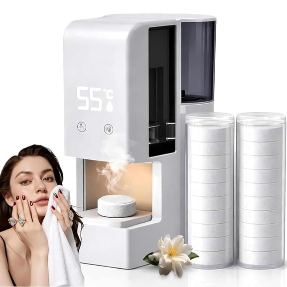 2026 New Hot Towel Dispenser, 5-10s Fast Hot Towel Dispenser, 55°C (131°F) Constant Temp, 500ml Tank, Auto-Dry & Safe, Portable for Spa, Salon, Facial, Bathroom (Machine+40Pcs Towels)