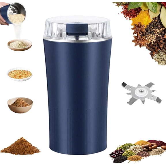 2026 New Household Superfine Grinder,Portable Multi-grain Blending & Powdering Machine,8-Blade Steel Cutter, One-Touch Start Coffee Beans Spices Seasoning Pepper Nuts Seed Grain(Blue)