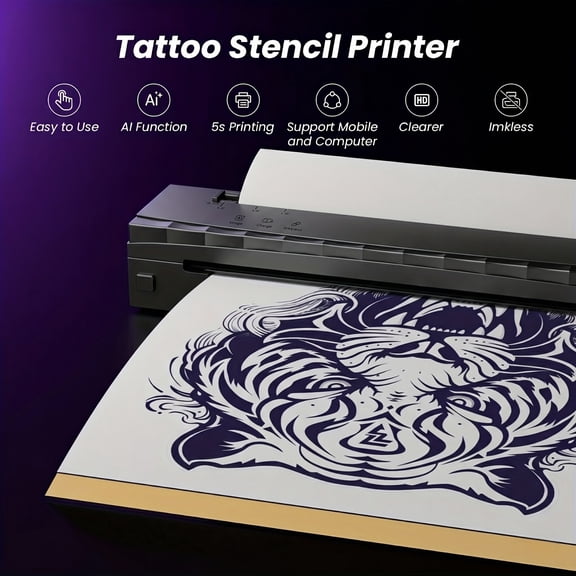 2026 New Inkless A4 Thermal Printer, Document Printer And Tattoo Transfer Printer, Wireless Thermal Printer Compatible with Smartphones And Tablets, Suitable for Thermal Paper/Tattoo Transfer Paper