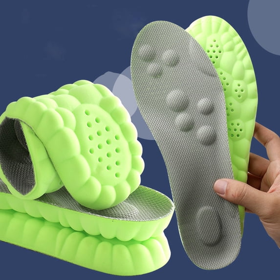 2026 New Insoles for Men and Women, Cloud Memory Foam Super Soft, Relieve Foot Pain, Day-Long Comfort, Anti-Fatigue & Shock Absorption ( Green, size:7)