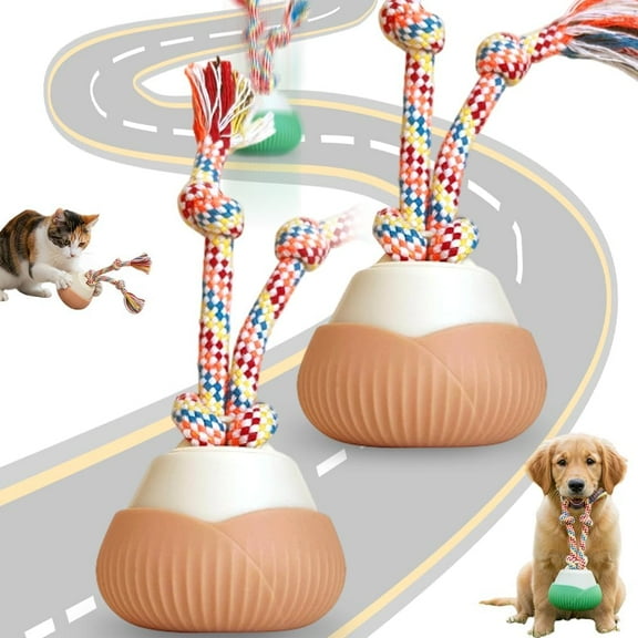 2026 New Interactive Dog Toys, Automatic Moving Interactive Cat Toy with 3 Speed Modes, USB Rechargeable Smart Motion Rolling Ball with Tail Rope, Indoor for Small Medium Large Dogs (Orange*2)