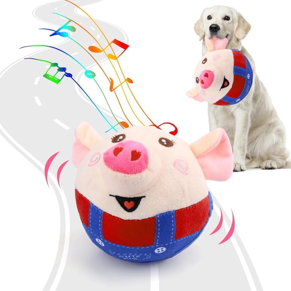 2026 New Interactive Dog Toys, Rechargeable Moving Squeaky Ball with Talking Sound, Washable Cartoon Pig Plush Toy for Dogs Puppies