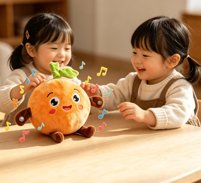 Générique Interactive Banana Music Plush Toy Fruit Shape Plush Banana with Sound Sensory Toys for Kids Early Education Play Fun
