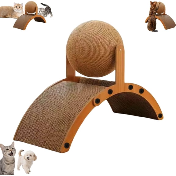 2026 New Interactive Scratch Pad for Cats, Cat Scratching Post Design with Arch Bridge and Ball for Kittens, Stylish Cat Scratching Board for Pets to Relieve Stress