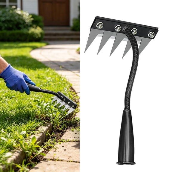 2026 New Iron Weeding Rake 2.0, 5/6/7/8 Teeth Carbon Steel Garden Weeding Rakes, Iron Rake for Gardening and Weeding, Heavy-Duty Garden Weed Puller Tool for Lawn Yard Gardens Farm