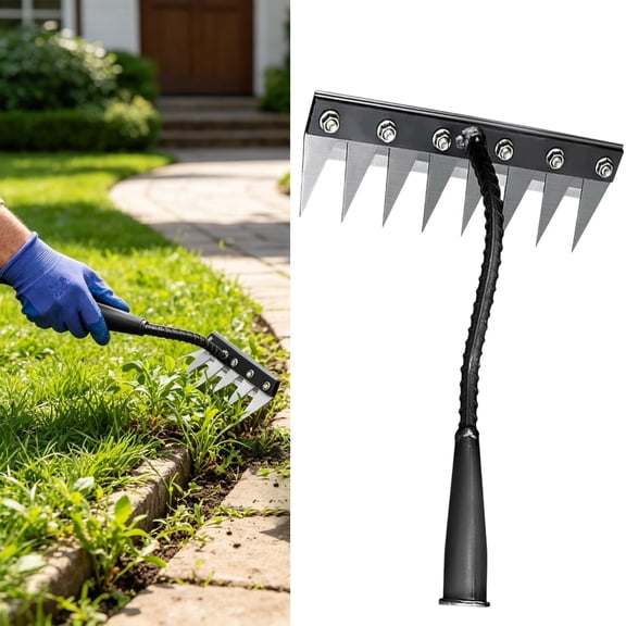 2026 New Iron Weeding Rake 2.0, 5/6/7/8 Teeth Carbon Steel Garden Weeding Rakes, Iron Rake for Gardening and Weeding, Heavy-Duty Garden Weed Puller Tool for Lawn Yard Gardens Farm
