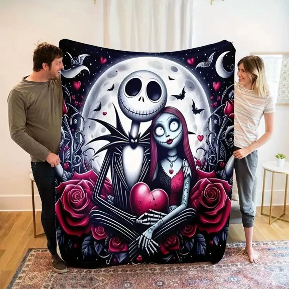 2026 New Jack Flannel Throw Blanket Super Microfiber, Lightweight, Vibrant Purple & Black Movie Design, Gothic Aesthetic, Blanket for Couch, Perfect Gift for Fans, Flannel Throw