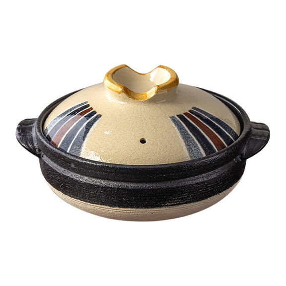 2026 New Japanese Style Casserole, High Temperature Resistant Dry Burning Non-Cracking Clay Pot, Household Stew Soup Cooking Pot for Gas Stove 3.2L