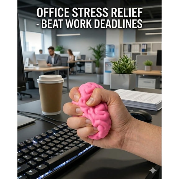Pink Jumbo Brain Squishy Slow Rising Squeeze Ball, Soft Non-Sticky Moldable Sensory Fidget Toy for Adults, Stress Relief Desk Gift