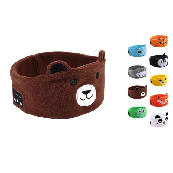 2026 New Kids Wireless Headband Headphones with Sleep Mask, Volume Limiting & USB-C Charging - Soft Stretchy Bluetooth Earphones for Toddlers, Travel & Online Learning (Bear)