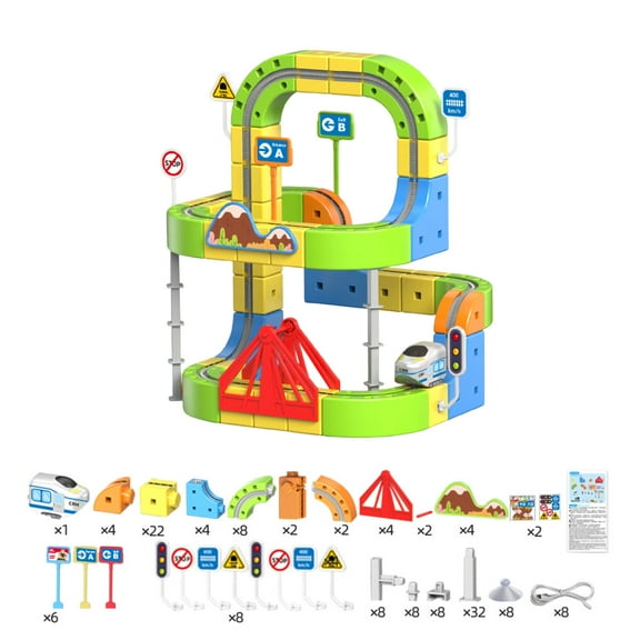 2026 New Klick Rail Flexible 3D Track – Magical Track Train USB Rechargeable Cube Track with Signs, Electric Train Set Gravity-Defying STEM Toy for Ages 4-8 (133PCS)