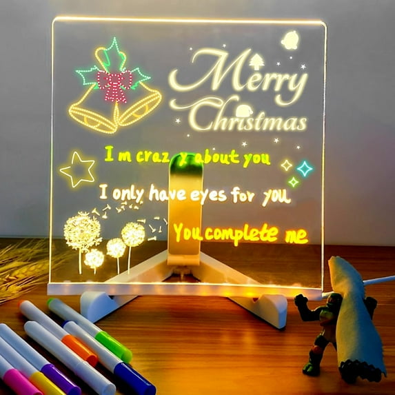 2026 New LED Drawing Board for Chil*dren, 6"x6" LED Note Board with Colors Doodle Glow Board, Light Up Drawing Board with 7 Markers Pen & Tripod, K*ids Gift for Birthdays,Christmas,Valentines