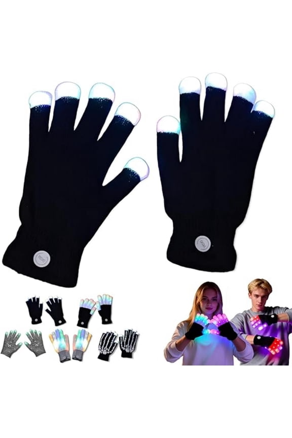 2026 New LED Rave Glove, 7 Colors Light Show Light up Finger Gloves for Gloving, Lighting Flashing Mittens(a)