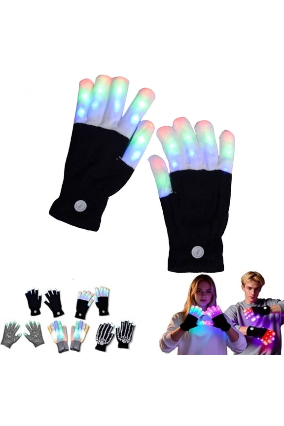 2026 New LED Rave Glove, 7 Colors Light Show Light up Finger Gloves for Gloving, Lighting Flashing Mittens(b)