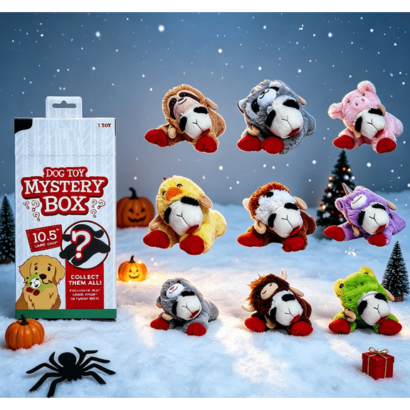 2026 New Lamb Chop Blind Box Dog Interactive Plush Toy - 10.5" Jumbo Lamb Chop Box Dog Toy Built in Squeaker for Dog Boredom Relief Mystery Box - Soft Sheep Pet Toy Surprise Gift for All-Breed Dogs