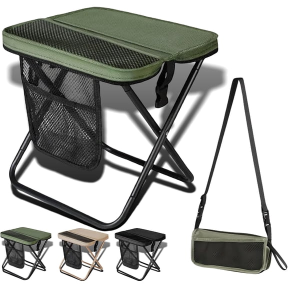 2026 New Large Foldable Backpack Stool for Adults - Portable Camping Stool with Sling Bag, 300lbs Capacity for Camping, Fishing, Hiking, Travel, Picnic