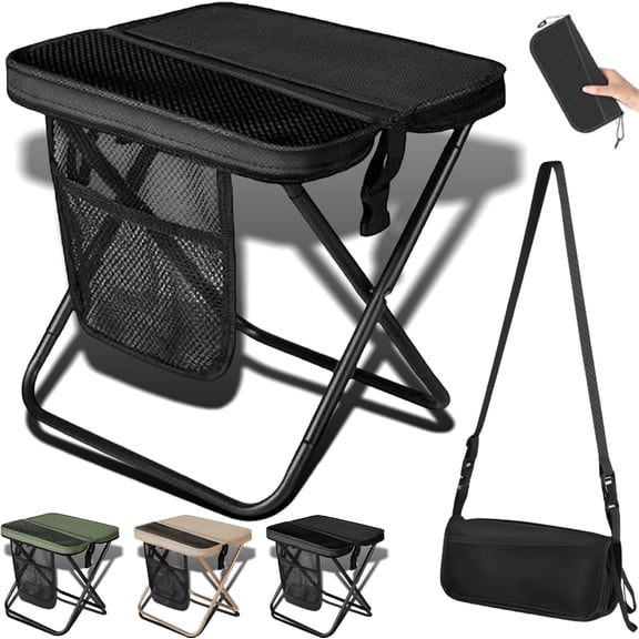 2026 New Large Foldable Backpack Stool for Adults - Portable Camping Stool with Sling Bag, 300lbs Capacity for Camping, Fishing, Hiking, Travel, Picnic