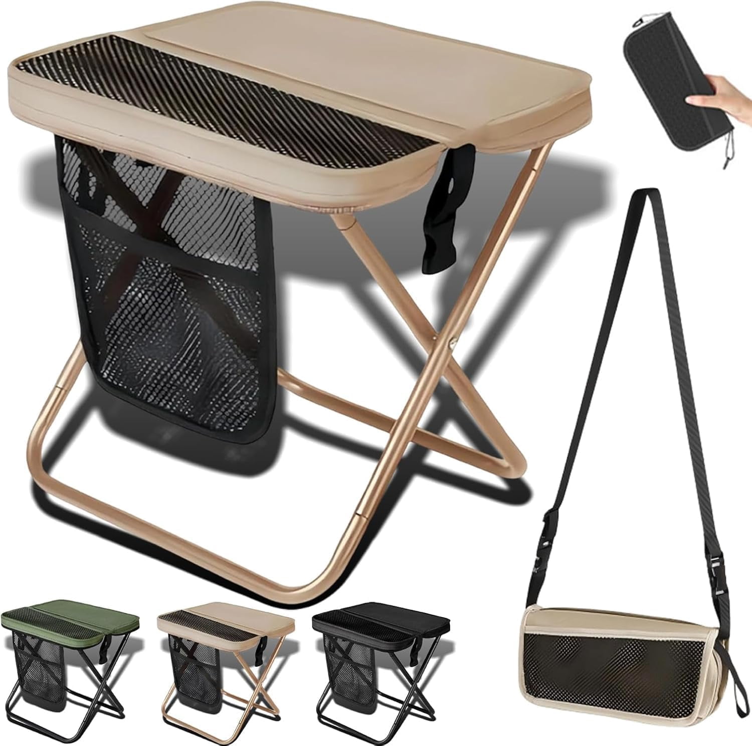 2026 New Large Foldable Backpack Stool for Adults - Portable Camping Stool with Sling Bag, 300lbs Capacity for Camping, Fishing, Hiking, Travel, Picnic