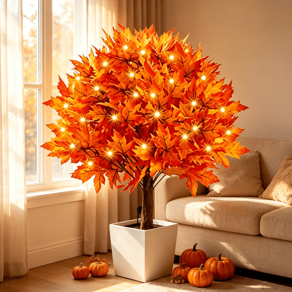 2026 New Light-Up Autumn Maple Tree – LED Fall Tree Ornament, Easy Install Outdoor Garden Stake Light, Autumn Foliage Decor for Pathway & Front Porch 1 PCS