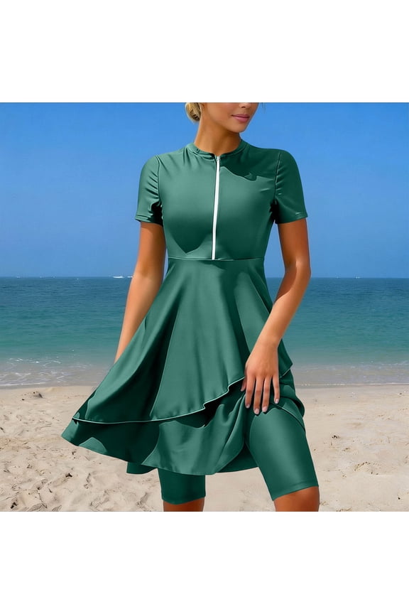 2026 New Limit-time Offer, Women's Bikini Swimsuit Solid Color Backless Strap Tankini Set Color Blocking Off Shoulder with Removable Pads Modest Coverage Beach Vacation