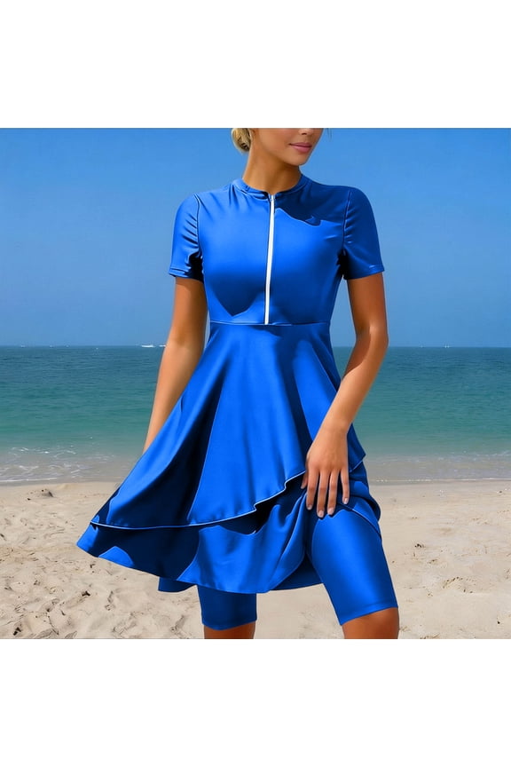 2026 New Limit-time Offer, Women's Bikini Swimsuit Solid Color Backless Strap Tankini Set Color Blocking Off Shoulder with Removable Pads Modest Coverage Beach Vacation