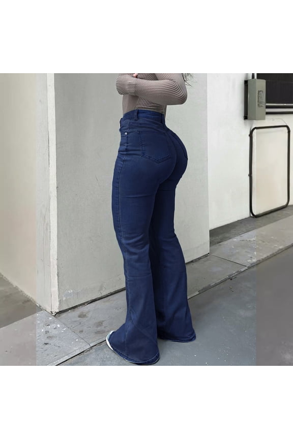 2026 New Limit-time Offer, Women's Jeans High Waisted Flared Stretch Slim with Pockets Denim Pants Street Fashion Comfortable Breathable Fabric for Daily Wear