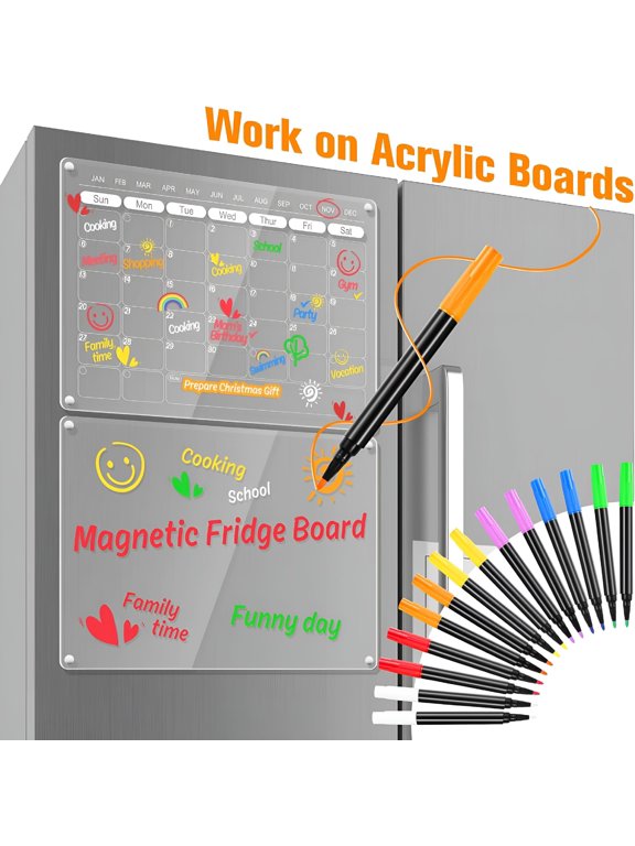 2026 New Liquid Chalk Markers for Acrylic Fridge Calendar Planning Board Clear Glass Dry Erase Board Refrigerator Whiteboard for Window,14 Pack,7 Vibrant Colors,1Mm Fine Points,Easy Wet Erase