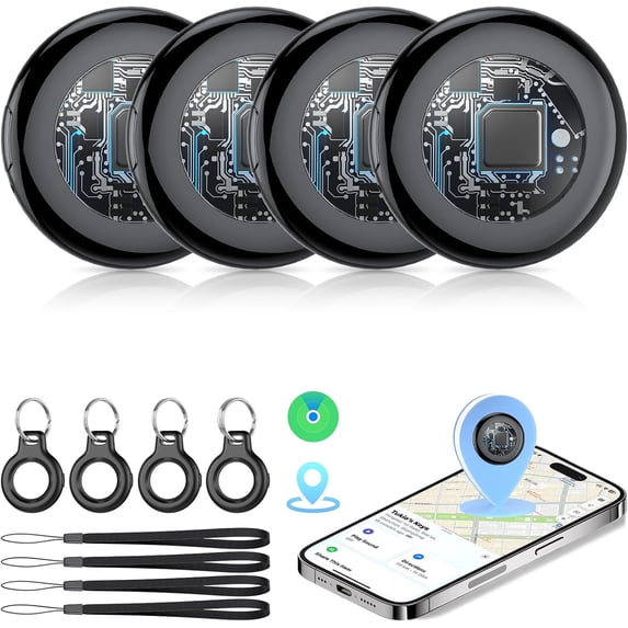 2026 New [ MFi Certified] Air Tracker Tags-4 Pack (iOS Only), Bluetooth Tracker for Find My, Replaceable Battery, Key Finder and Item Locator Smart Tag for Keys, Bag, Luggage and More